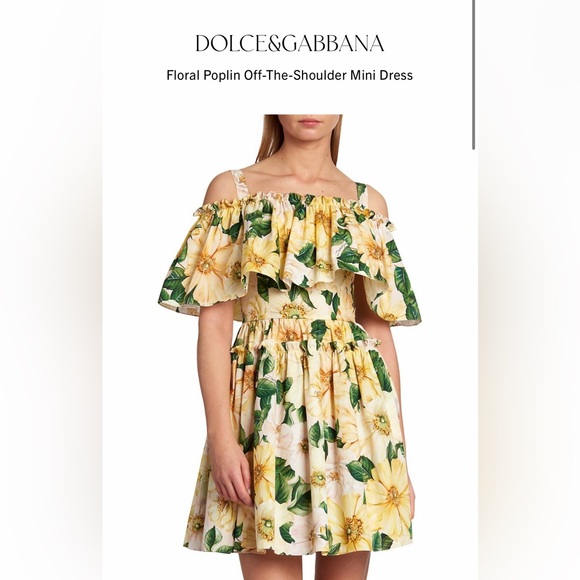 Dolce and Gabbana Off the Shoulder Printed Dress
